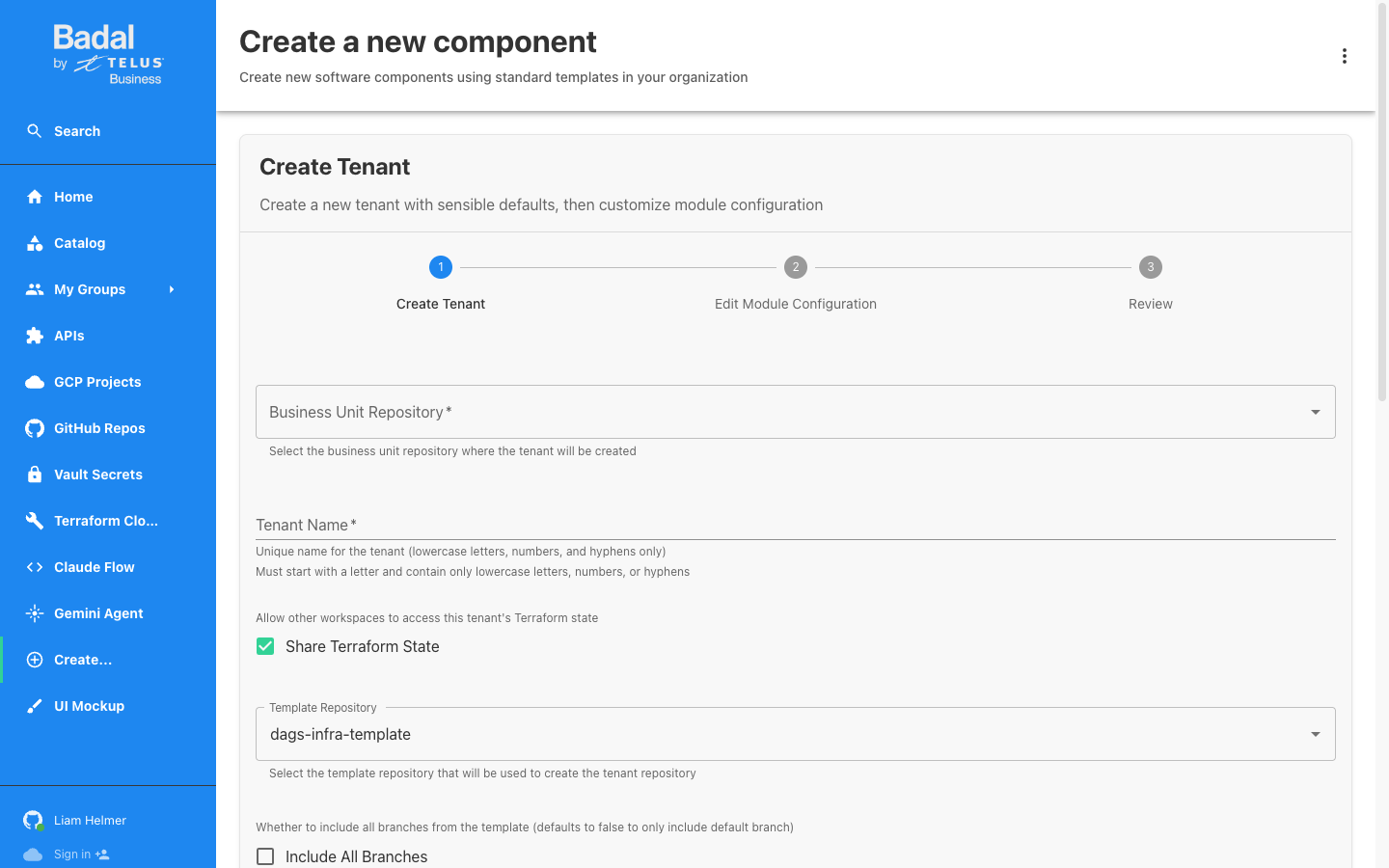 Create Tenant Step 1