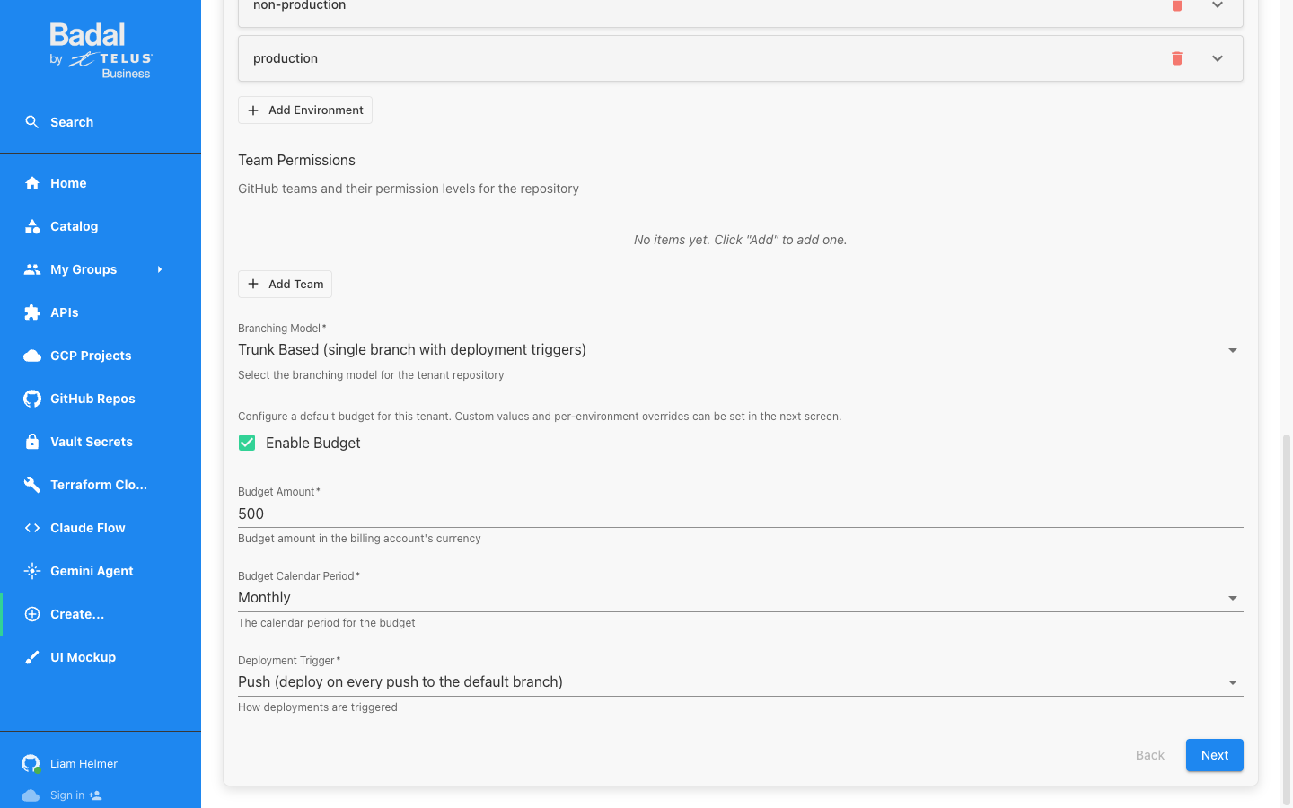 Tenant Configuration - Budget and Trigger